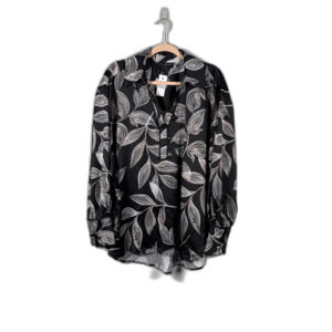 Lane Bryant Satin Top Popover Leaves Workwear Career Blouse Office Size 24 Black